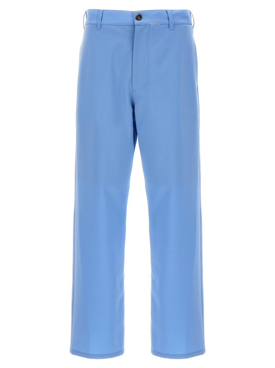 Marni 53% polyester trousers in blue
