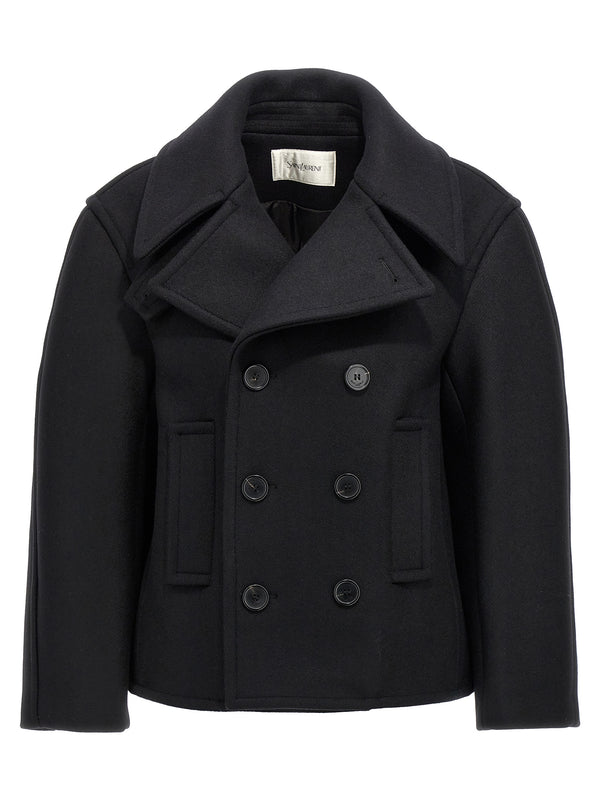 Saint Laurent 100% Virgin Wool coat in black