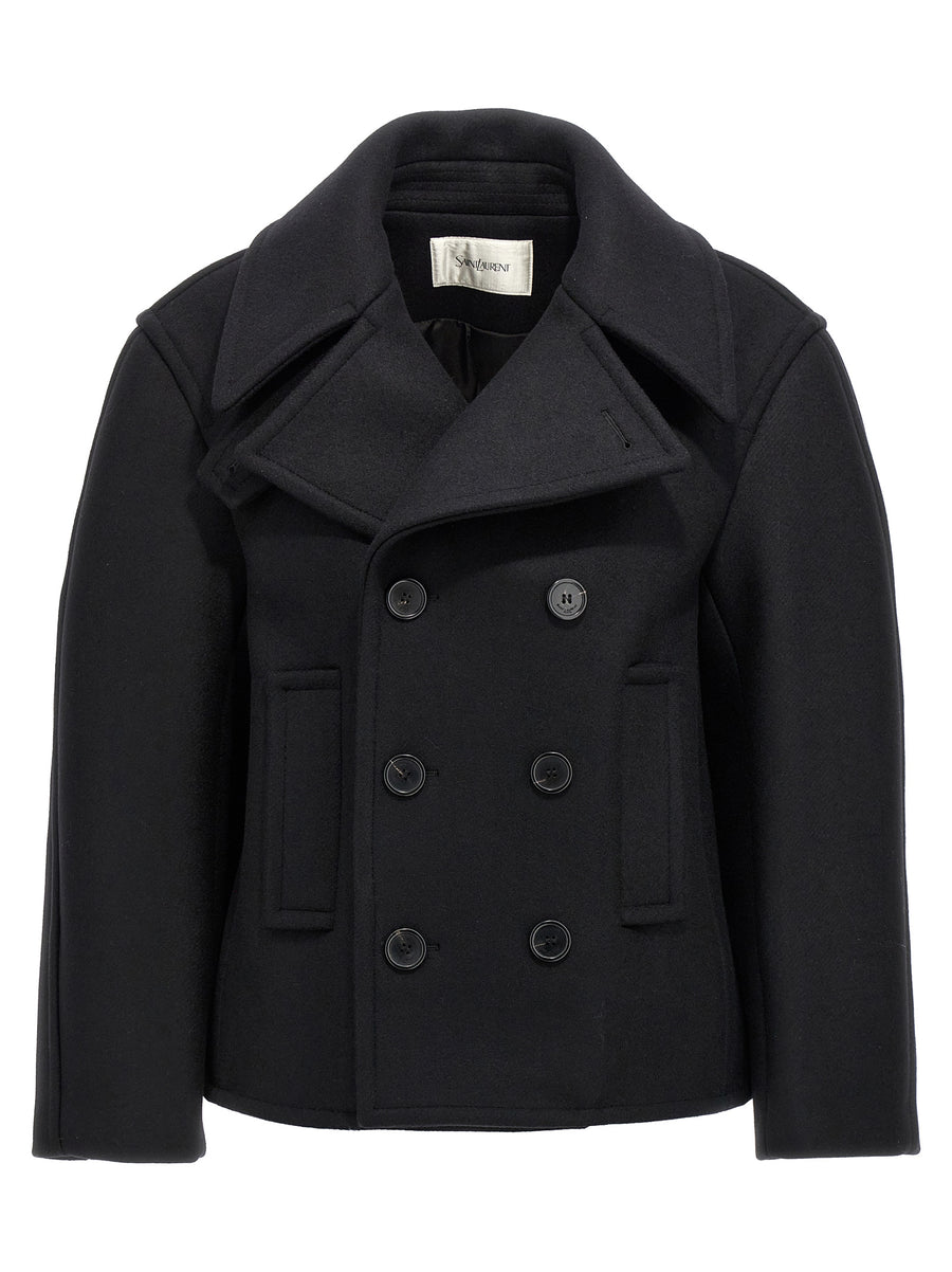 Saint Laurent 100% Virgin Wool coat in black
