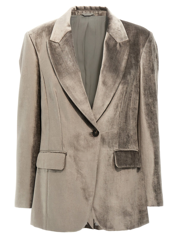 Brunello Cucinelli 58% cotton blazer in gray