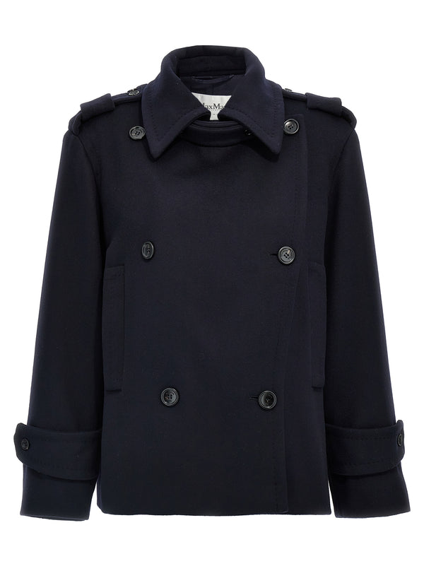 Max Mara 90% virgin wool coat in navy