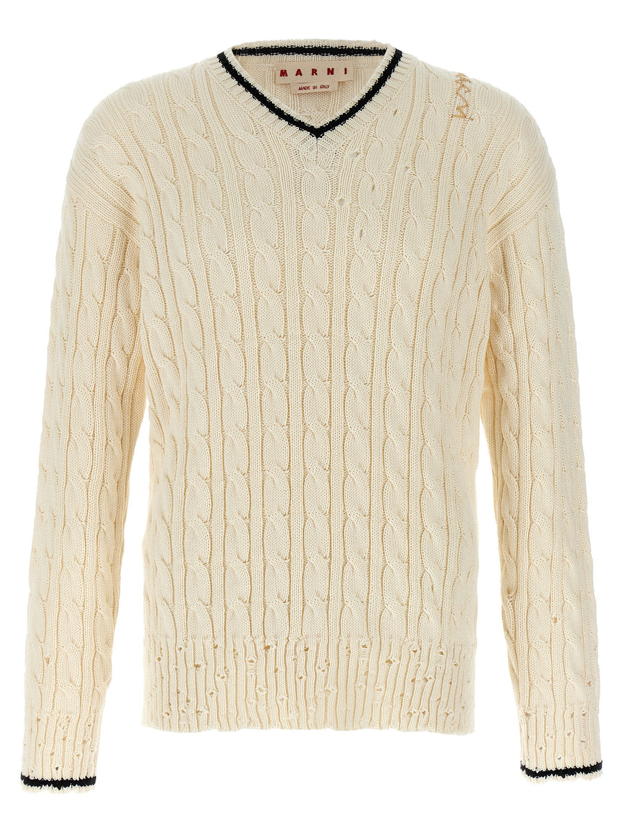 Marni 100% cotton sweater in white