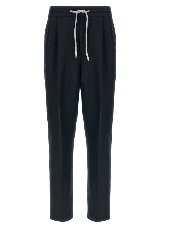 Brunello Cucinelli 56% linen trousers in navy