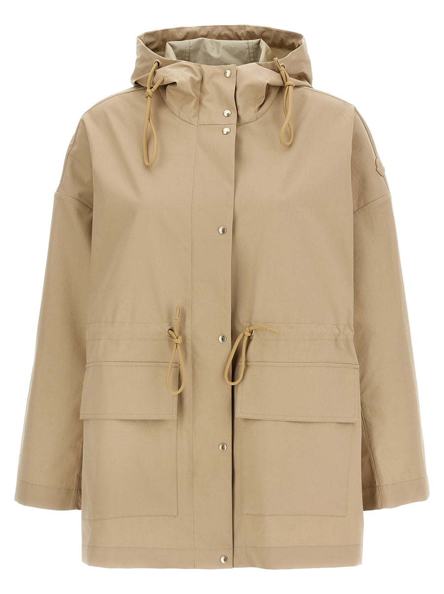 Moncler 87% cotton parka in beige