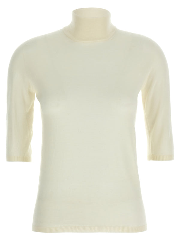 Max Mara 100% virgin wool turtleneck sweater in white