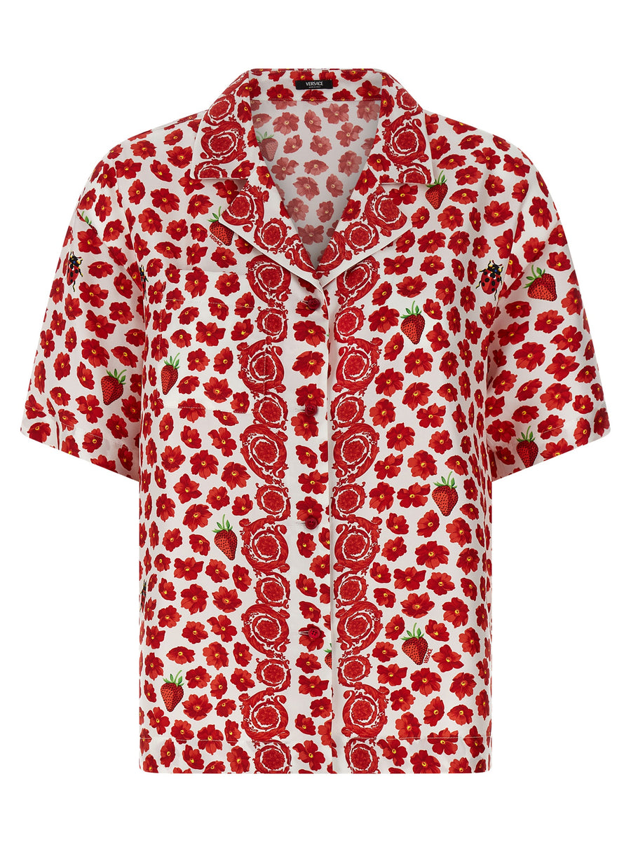 Versace 100% Silk blouse in red