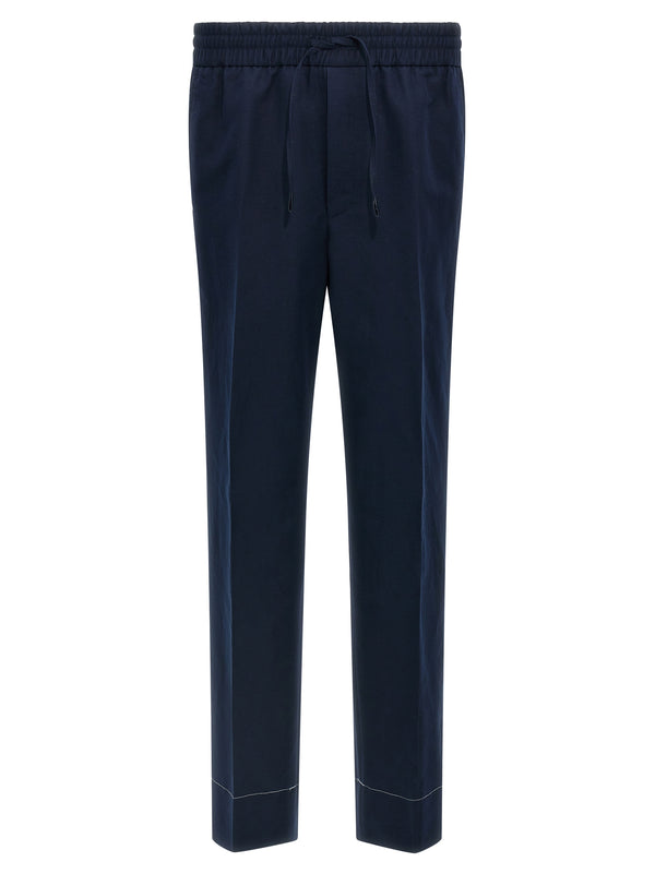 Brioni 53% Linen trousers in blue