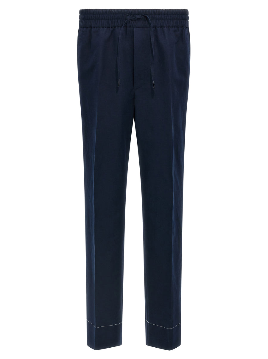 Brioni 53% Linen trousers in blue