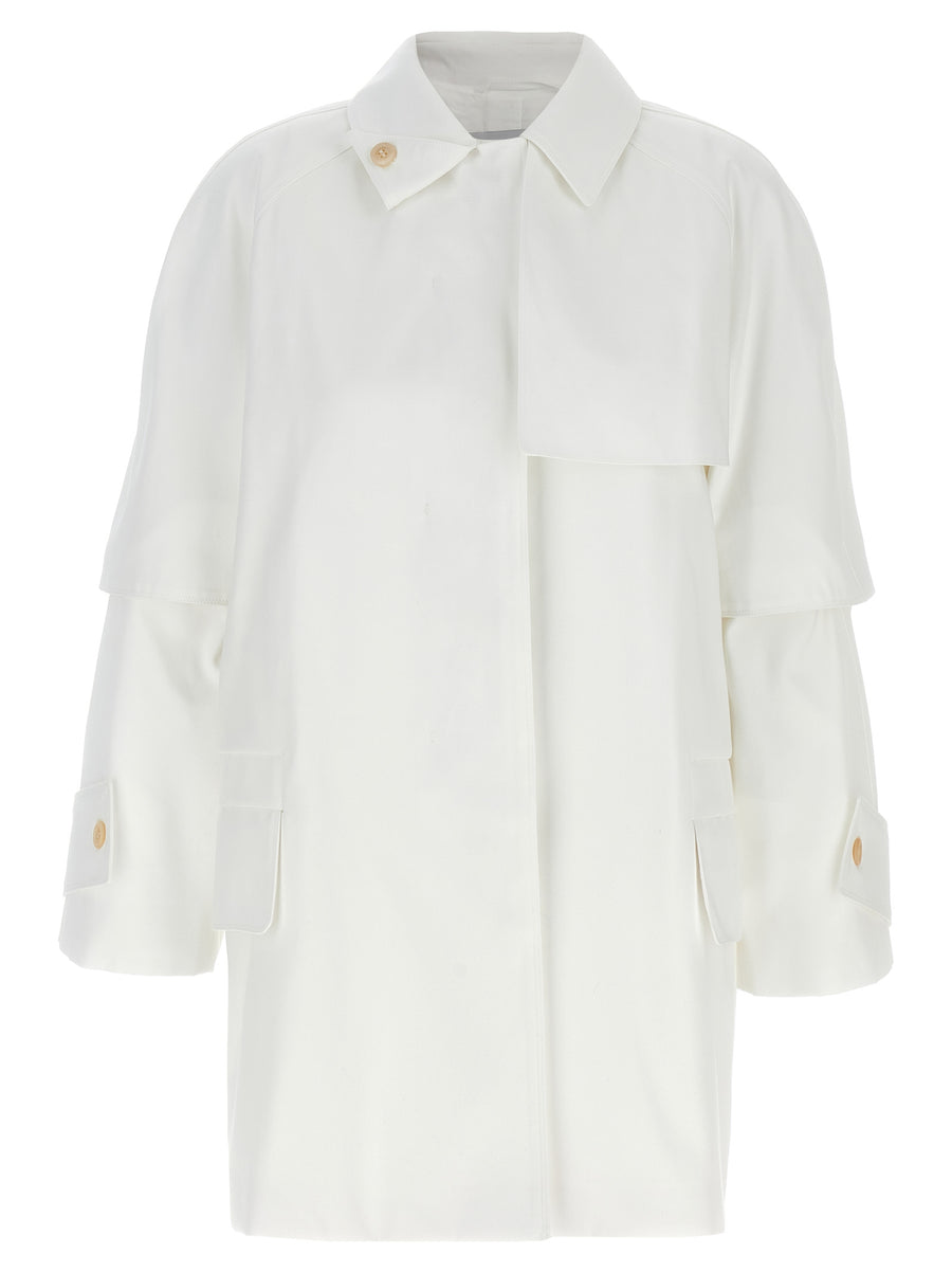 Max Mara 100% cotton gabardine trench coat in white