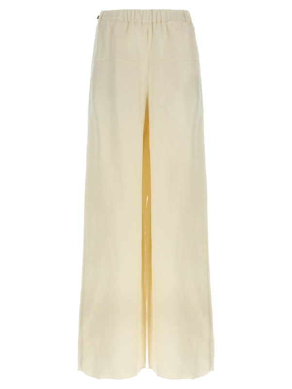Max Mara 60% flax linen trousers in white