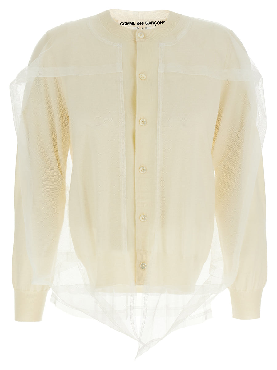 Comme des Garçons 100% wool cardigan in white
