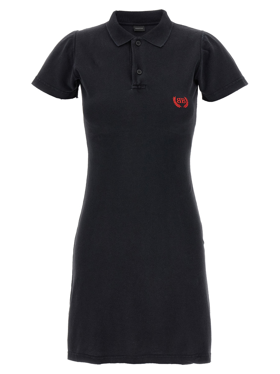 Balenciaga 100% cotton polo dress in black