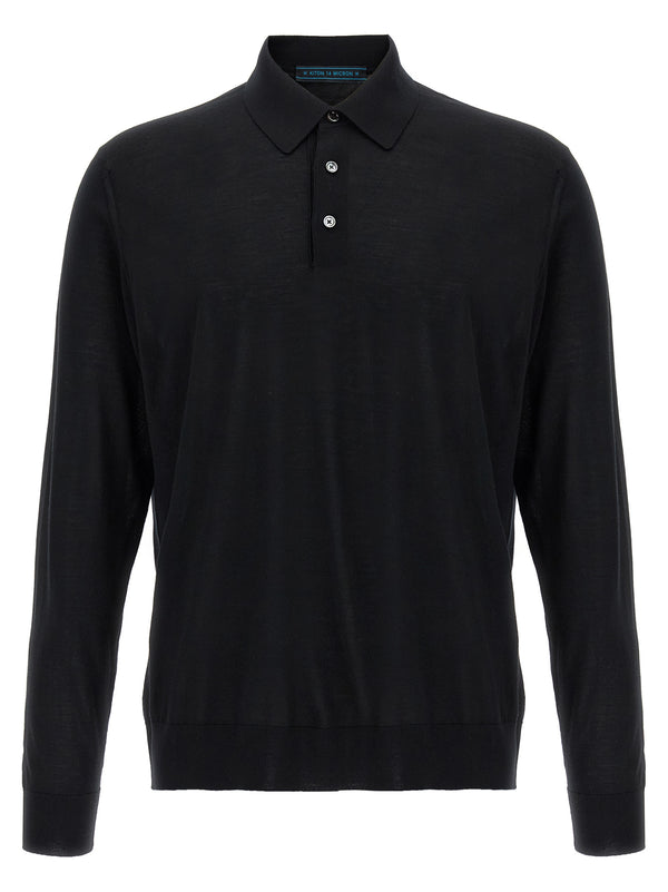 Kiton 100% Wool polo shirt in black
