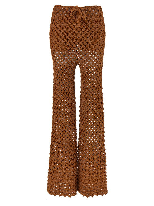 Ermanno Scervino 100% Cotton with removable synthetic culottes trousers in brown