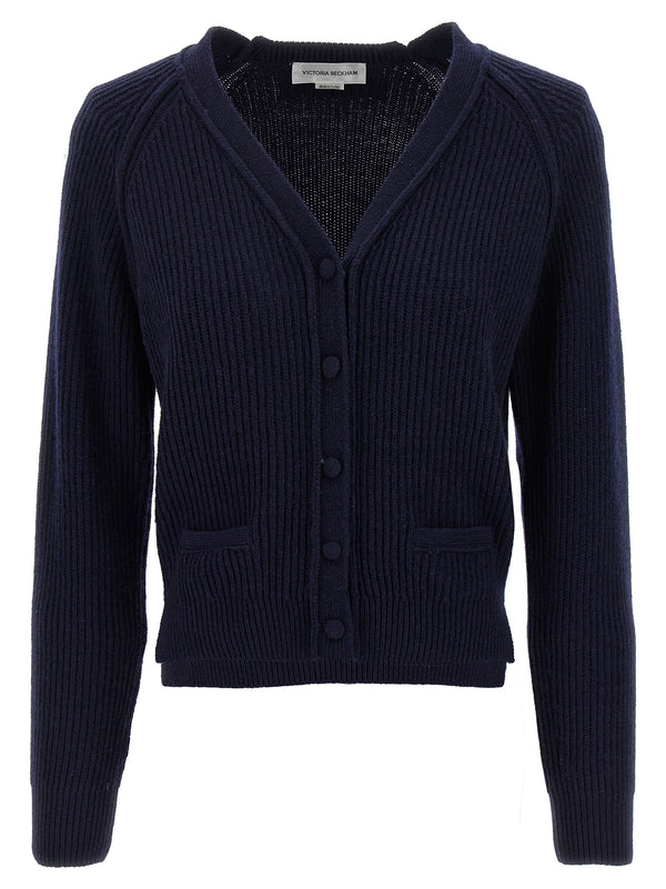 Victoria Beckham 70% wool cardigan in navy