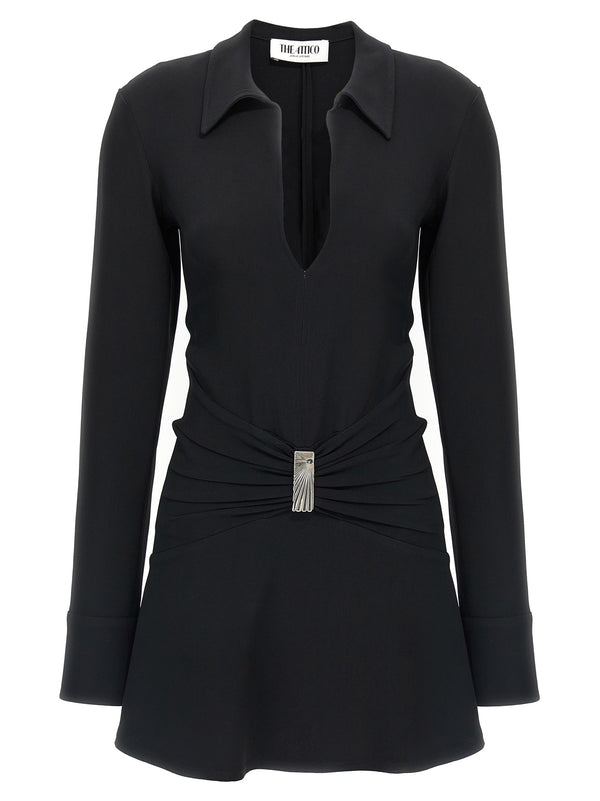 The Attico 50% Acrylic polo shirt dress in black