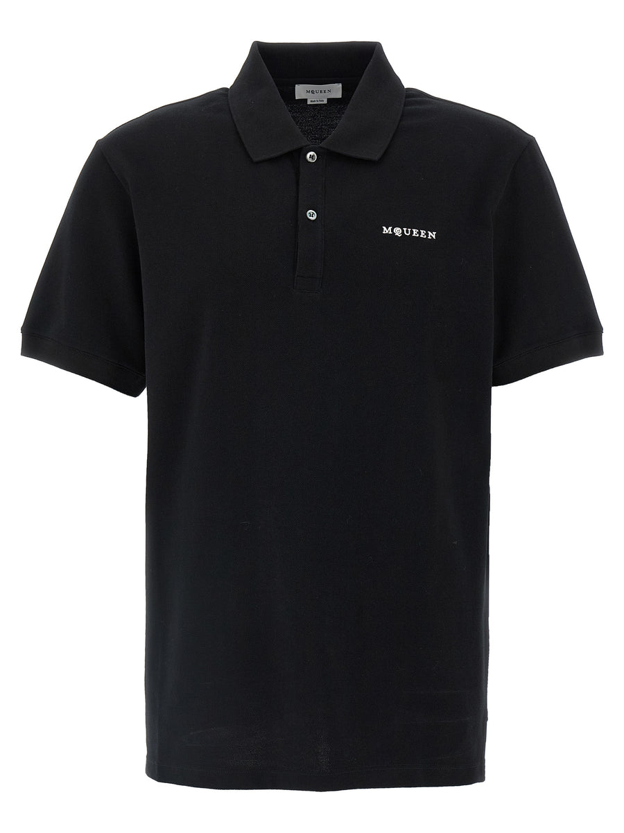 Alexander McQueen 100% Cotton polo shirt in black