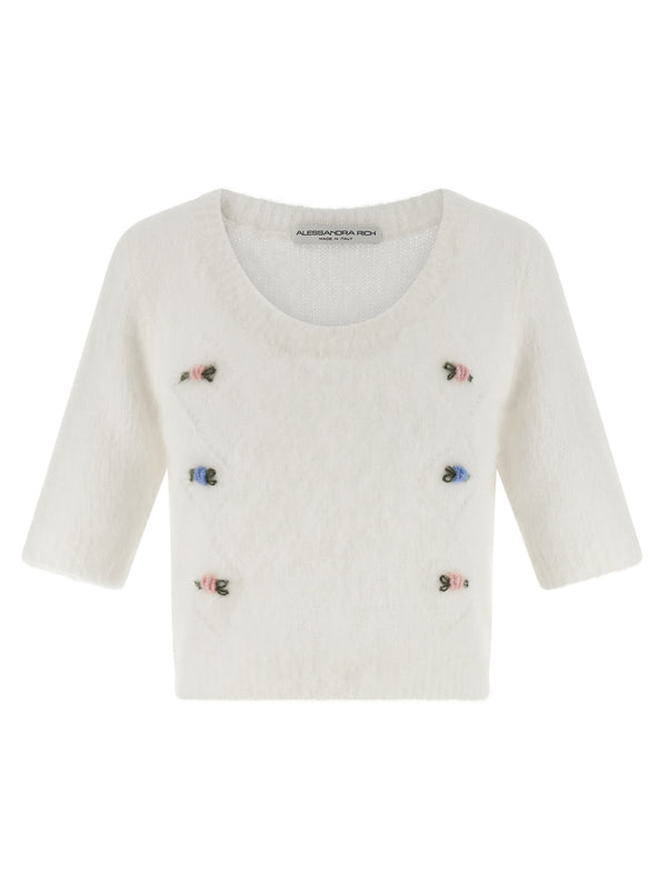 Alessandra Rich 50% mohair wool cardigan in white