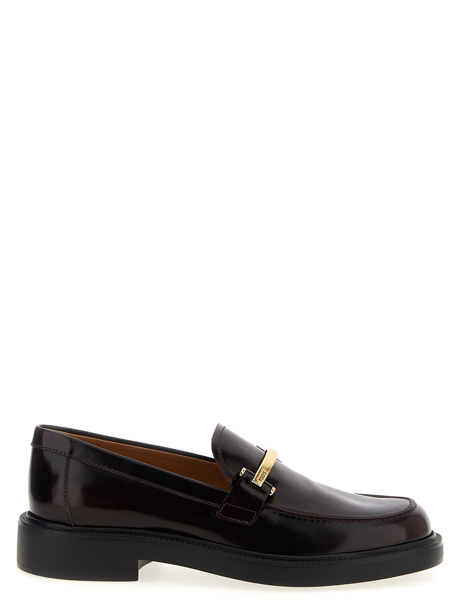 Tod's 100% calfskin leather loafer in bordeaux