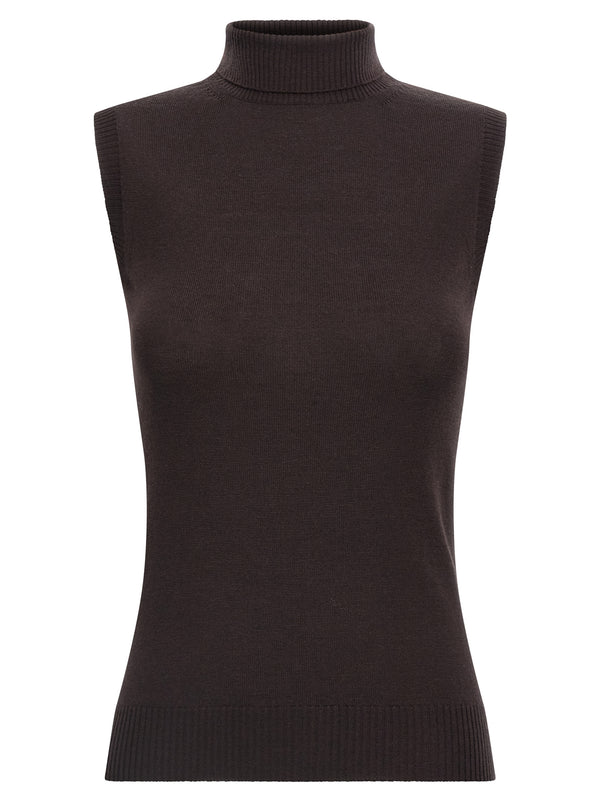 Sportmax 100% Virgin Wool tank top in brown