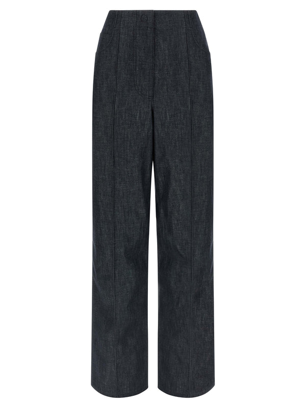 Blue Cotton High-Waisted Jean Clothing