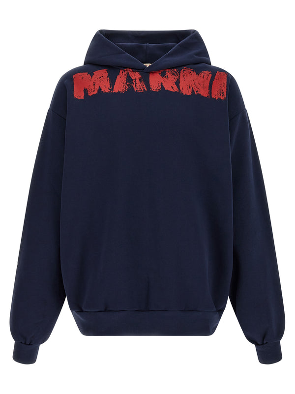 Marni 100% cotton hoodie in navy
