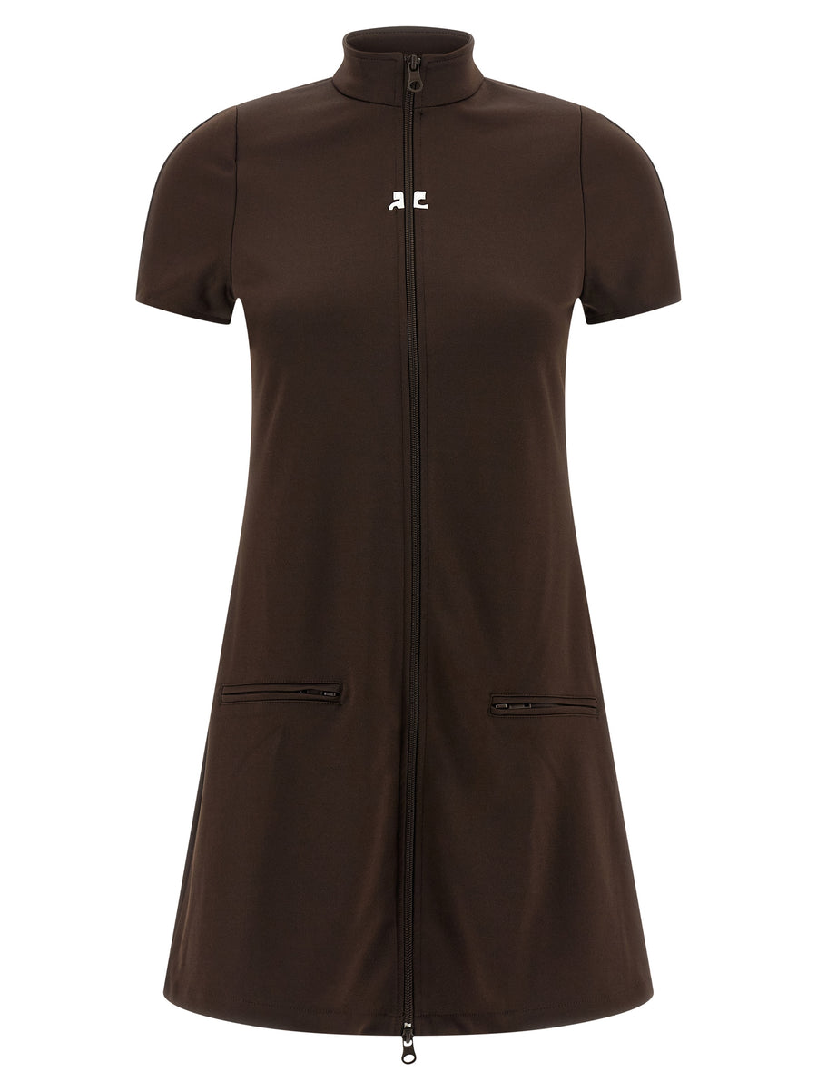 CourrèGes 100% polyester dress in brown