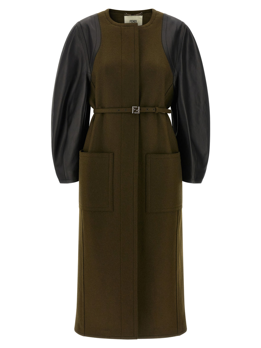 Fendi 100% Viscose coat in green