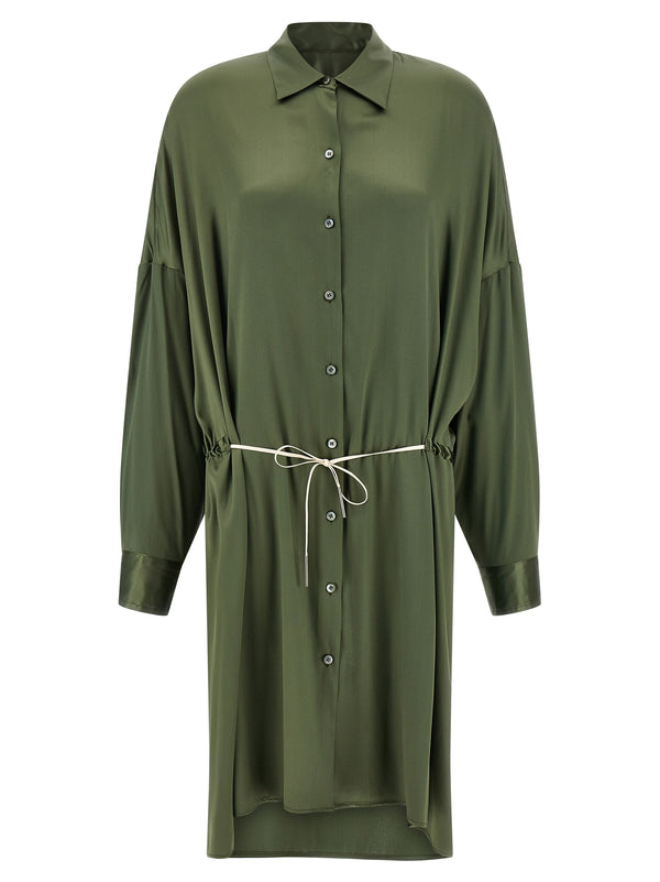 Dries Van Noten 94% Silk shirt dress in green