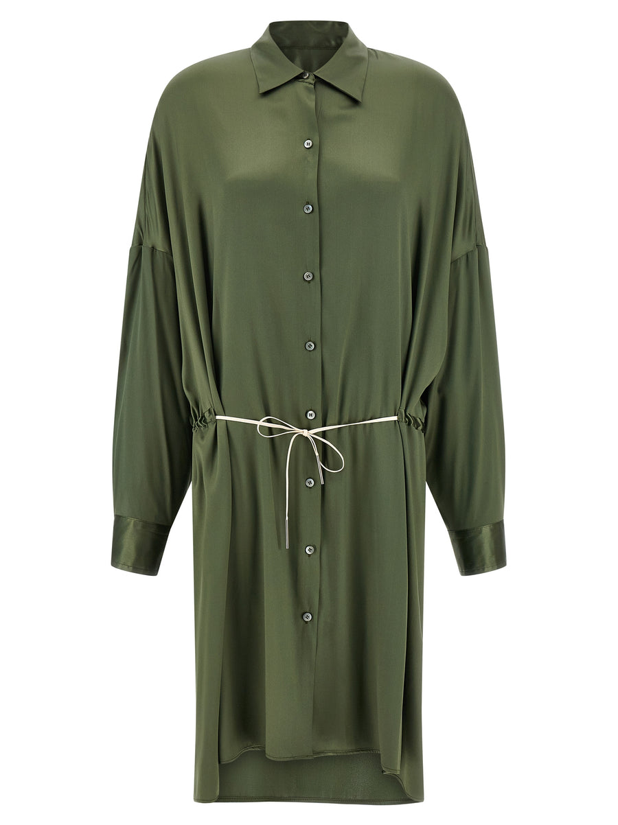 Dries Van Noten 94% Silk shirt dress in green