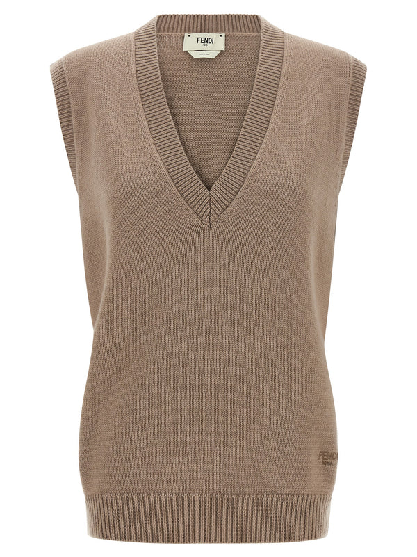 Fendi 100% Cashmere tank top in beige