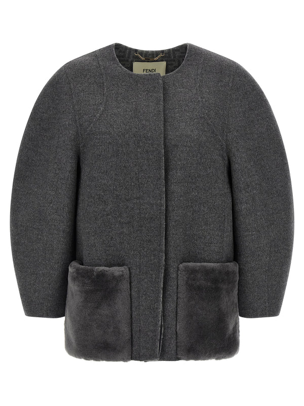 Fendi 99% virgin wool coat in gray