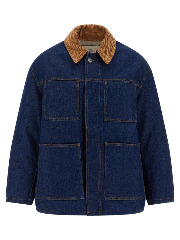AMI Paris 100% cotton jacket in blue
