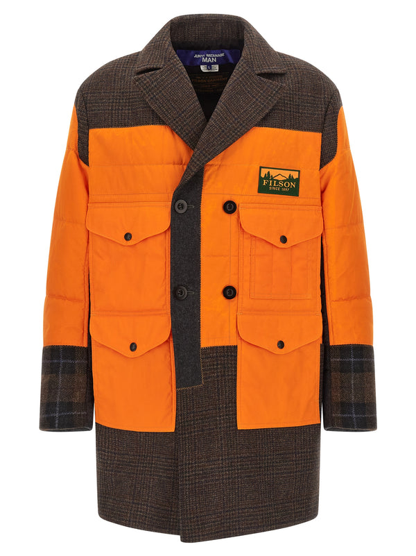 Junya Watanabe 100% cotton; wool texture collar and sleeves coat in orange