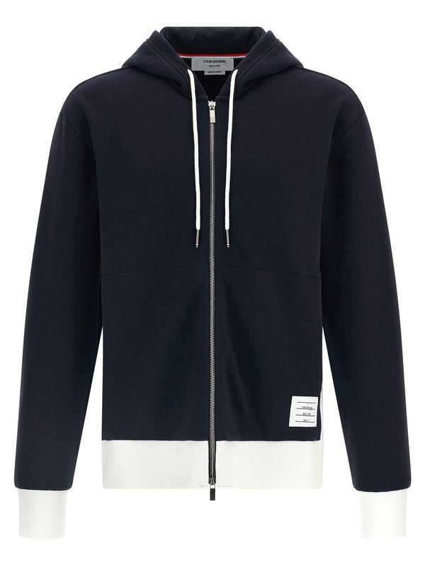 Thom Browne 100% cotton hoodie in navy