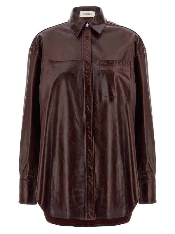 Sportmax 100% lamb leather blouse in bordeaux