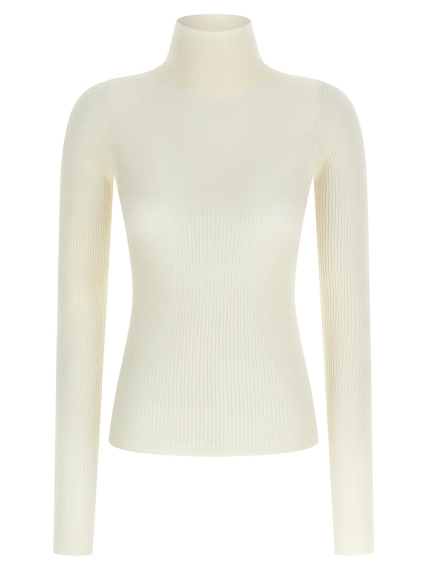 Sportmax 100% Virgin Wool turtleneck sweater in white
