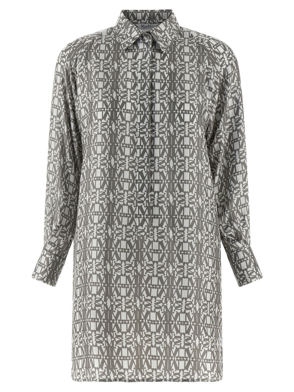 Max Mara 100% silk shirt dress in gray