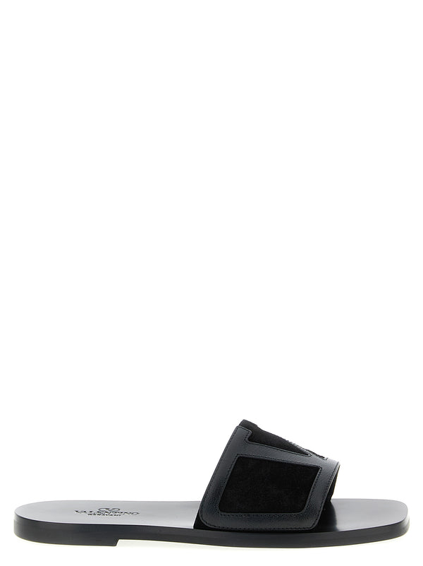 Valentino Garavani 100% calfskin leather slide in black