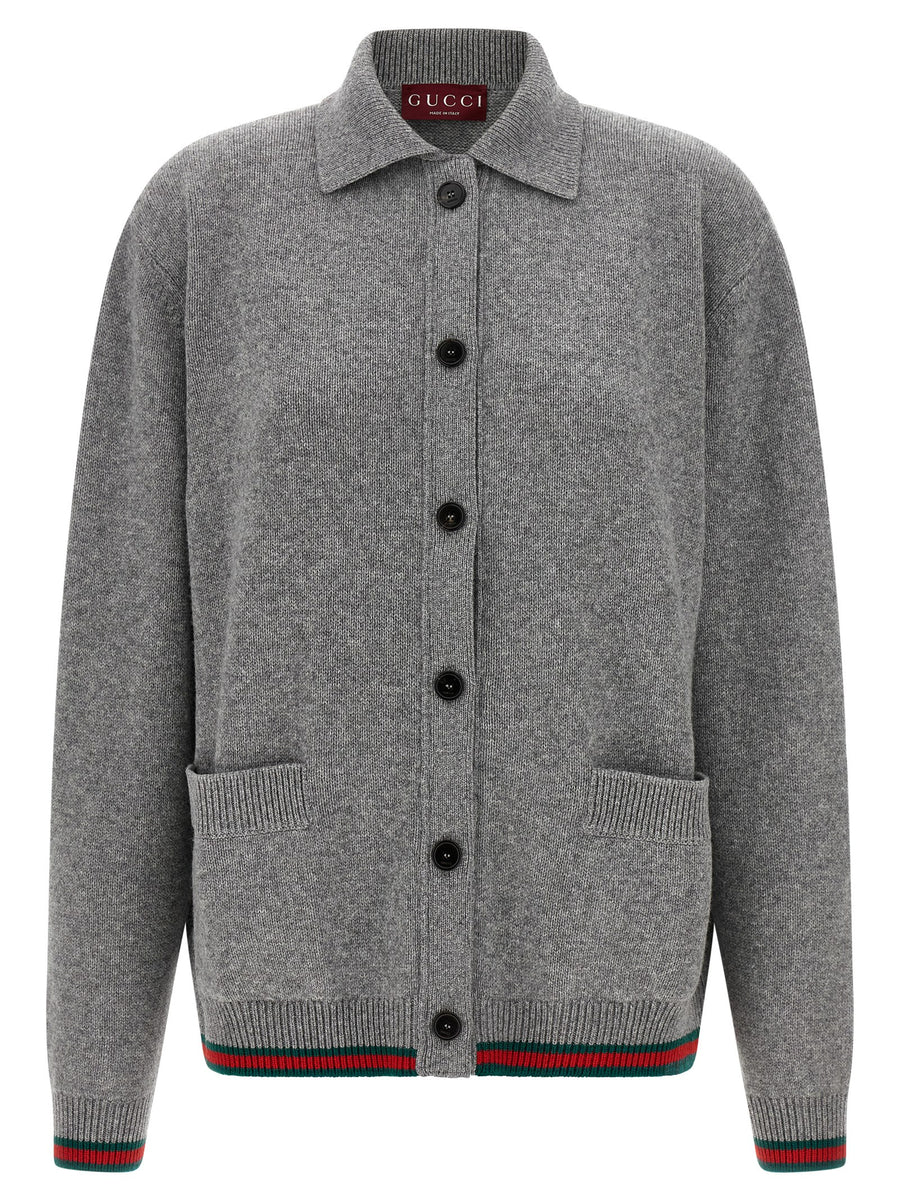 Gucci 70% wool cardigan in gray