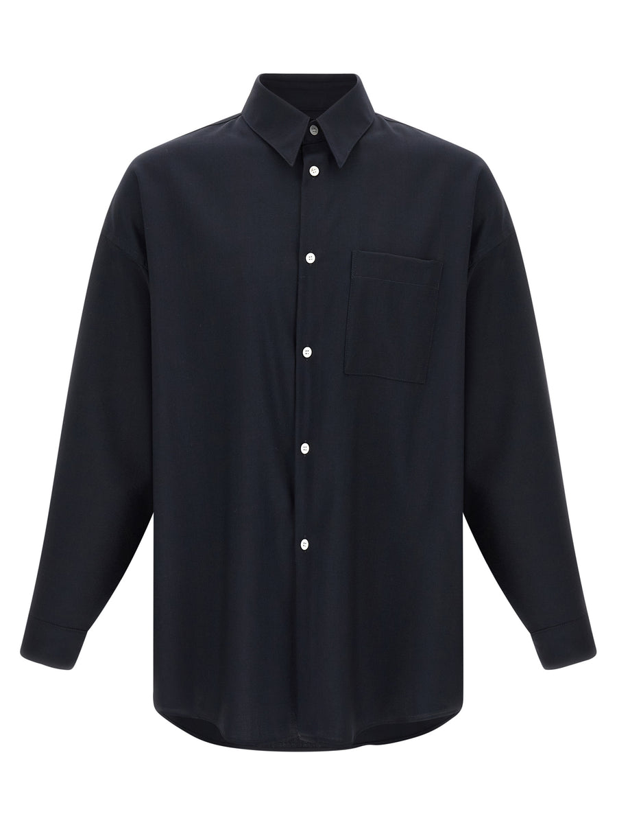 Marni 100% virgin wool shirt in navy