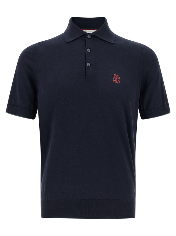 Brunello Cucinelli 100% Cotton polo shirt in navy