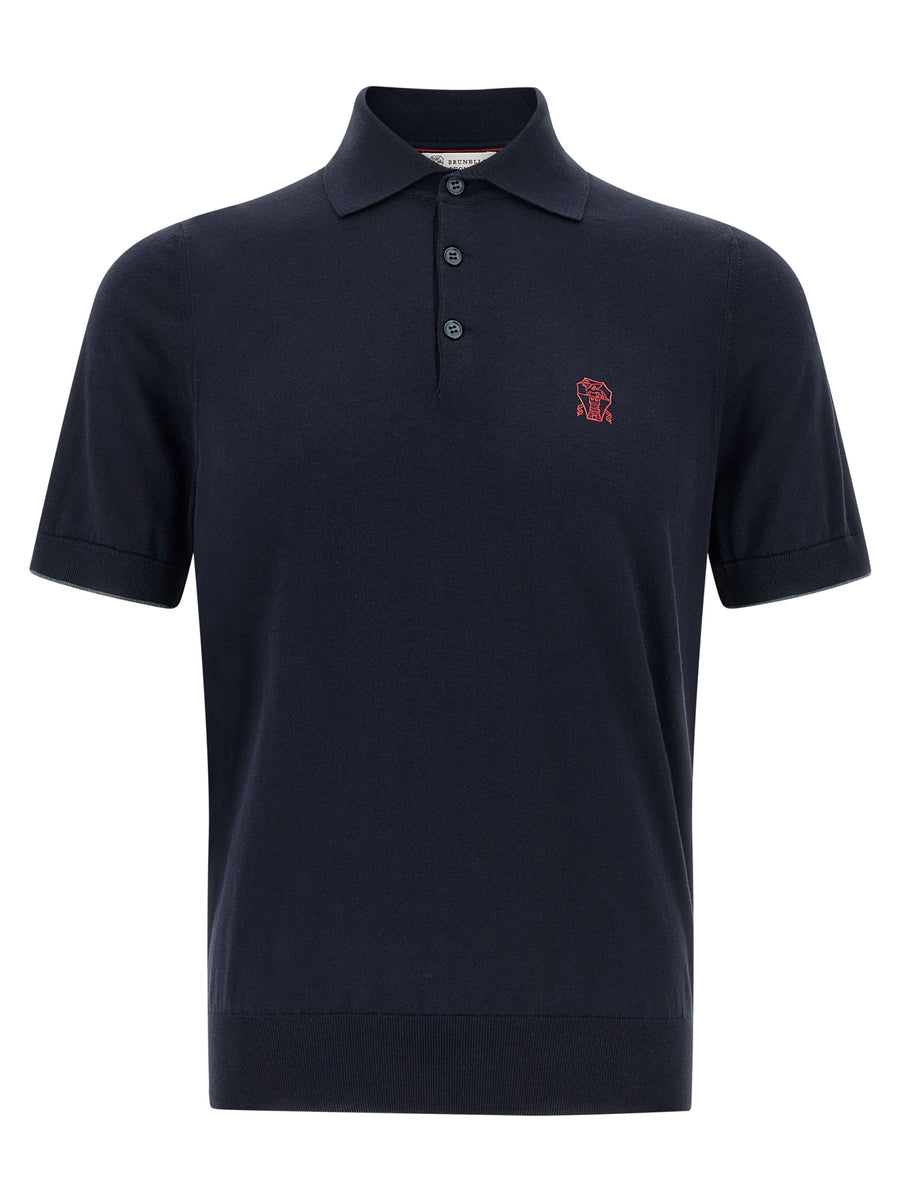 Brunello Cucinelli 100% Cotton polo shirt in navy