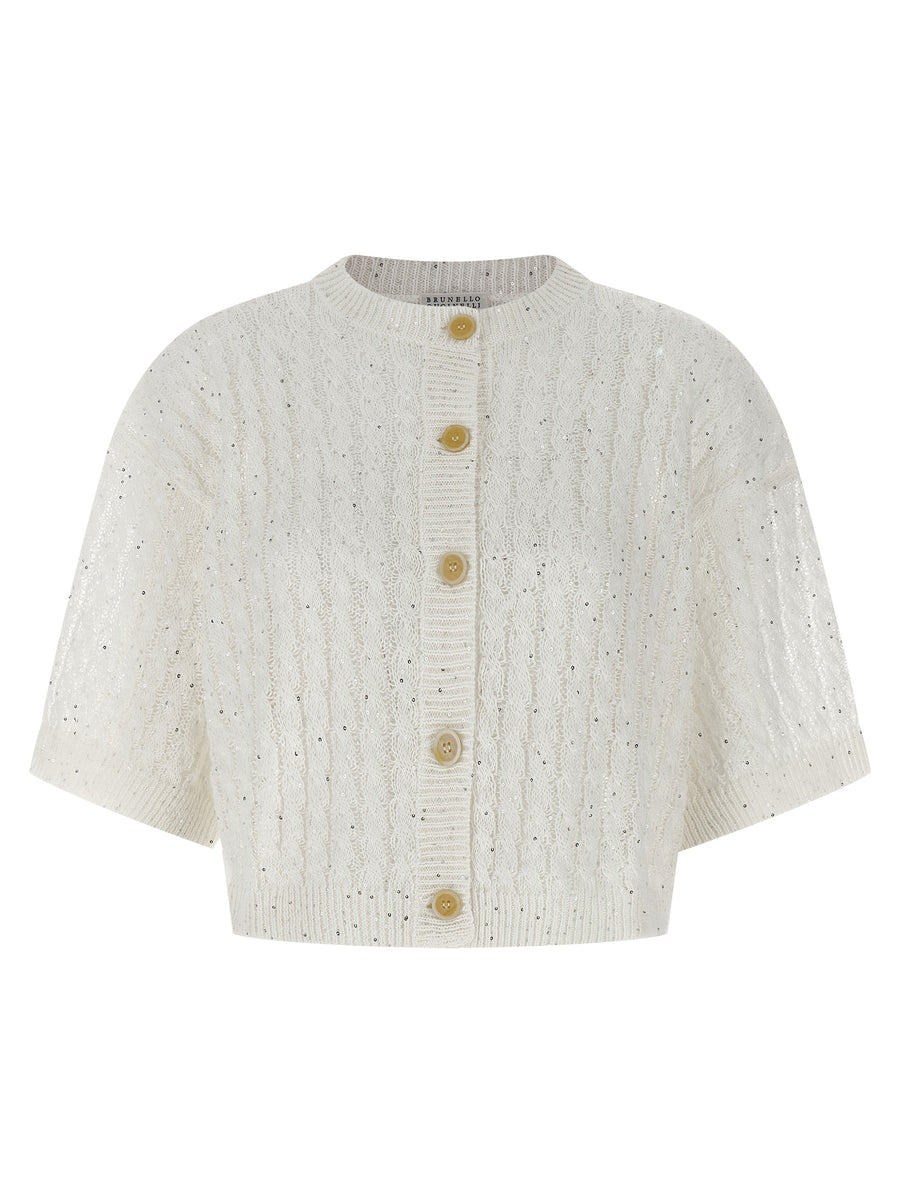 Brunello Cucinelli 94% Linen cardigan in white