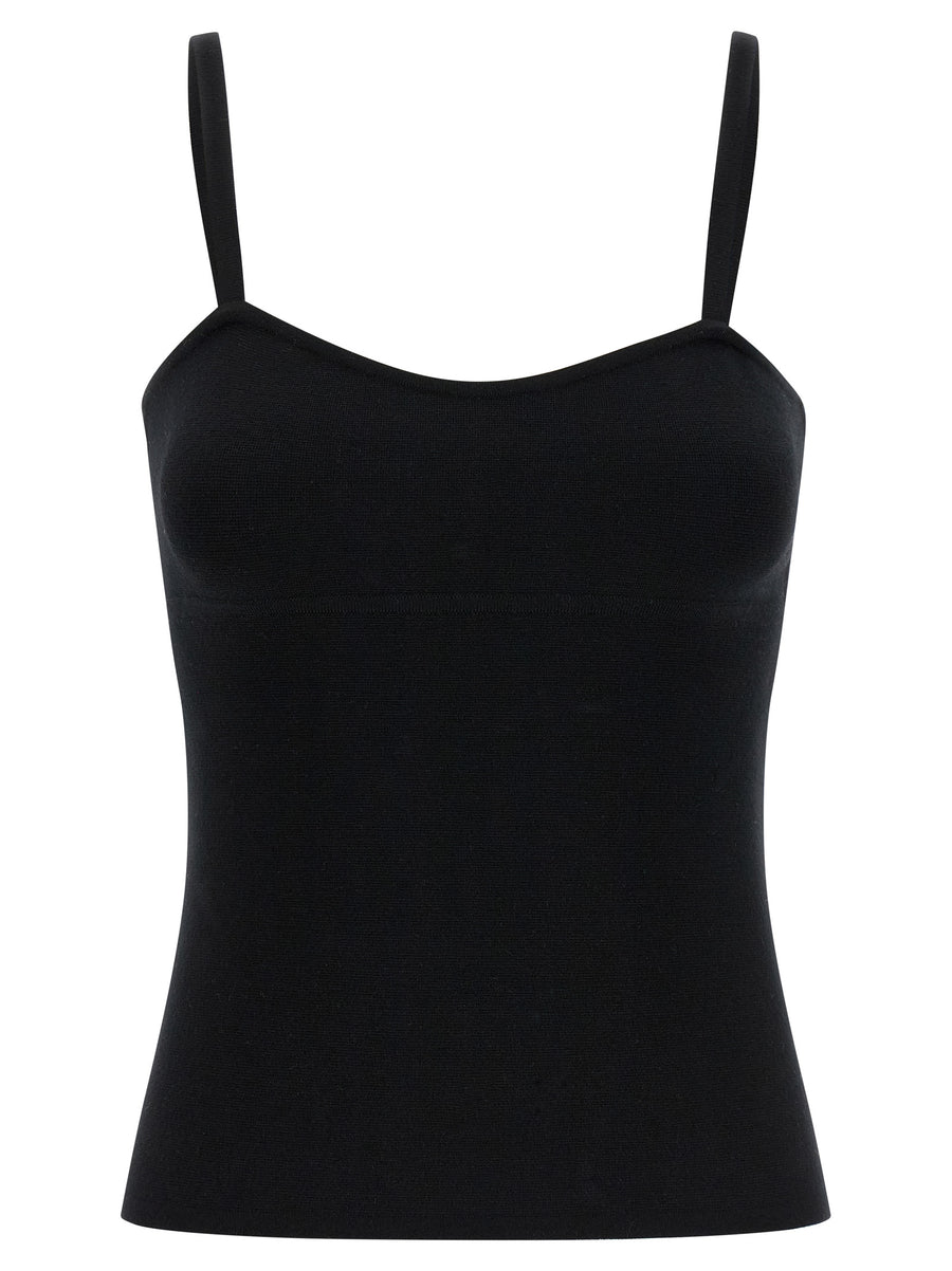 Max Mara 79% virgin wool tank top in black