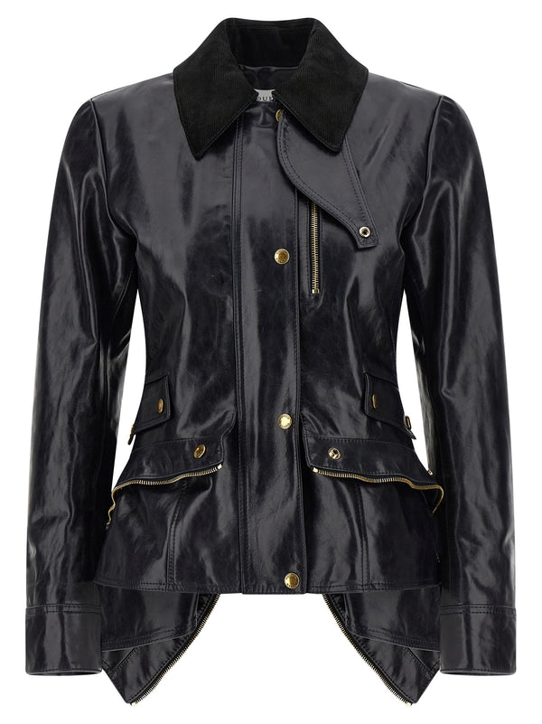 Alexander McQueen 100% cowhide leather jacket in black