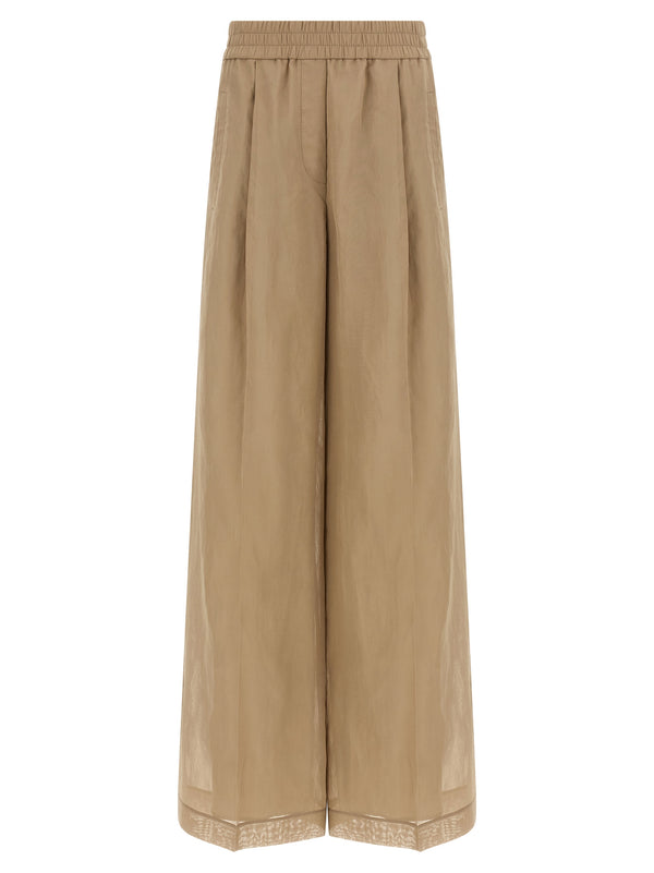 Brunello Cucinelli 100% Cotton (organza); Lining: Crêpe and silk blend trousers in beige