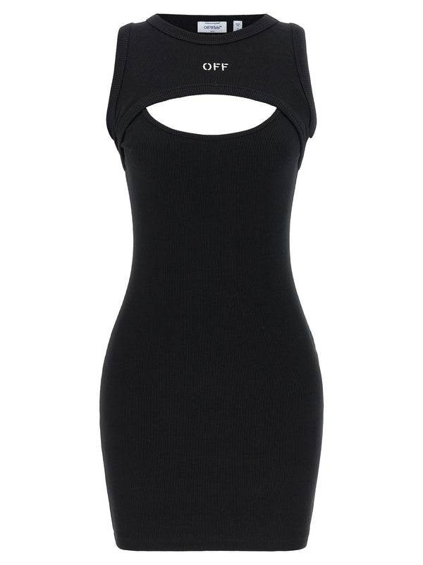 Off-White 98% cotton tank dress in black