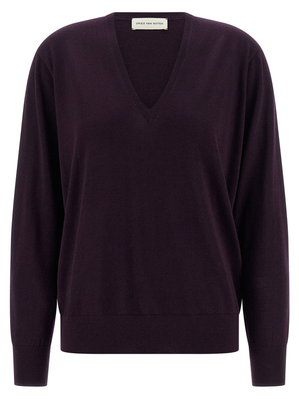 Dries Van Noten 100% merino wool sweater in purple