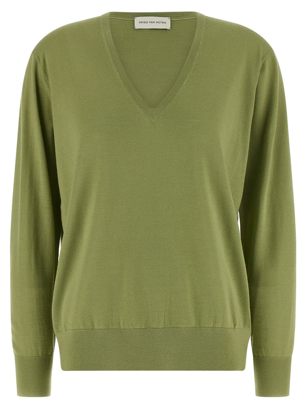 Dries Van Noten 100% merino wool sweater in green